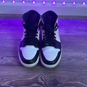 Pink with black and white air Jordan’s